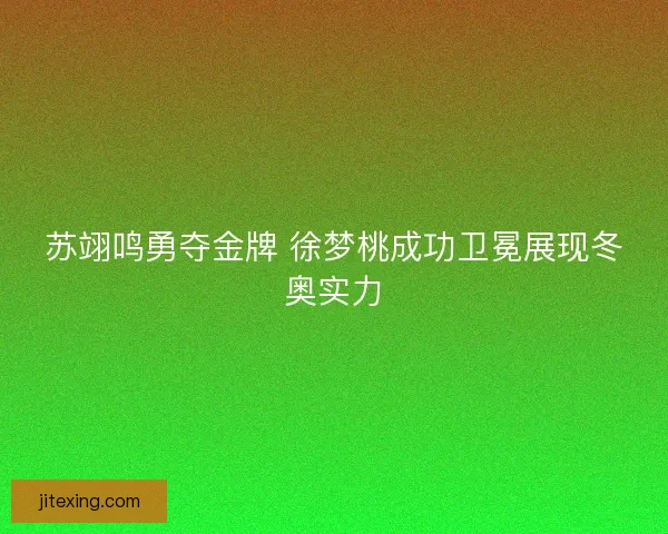 苏翊鸣勇夺金牌 徐梦桃成功卫冕展现冬奥实力