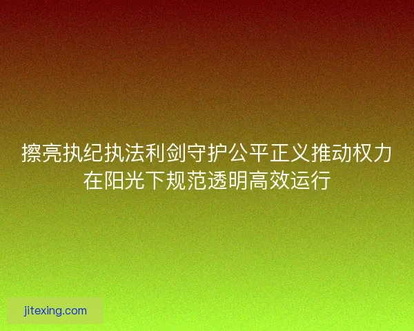 擦亮执纪执法利剑守护公平正义推动权力在阳光下规范透明高效运行
